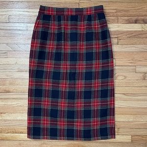Vintage Haberdashery Wool-blend Plaid Pencil Skirt